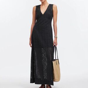 NWT Madewell Eyelet V-Neck Maxi Dress Black